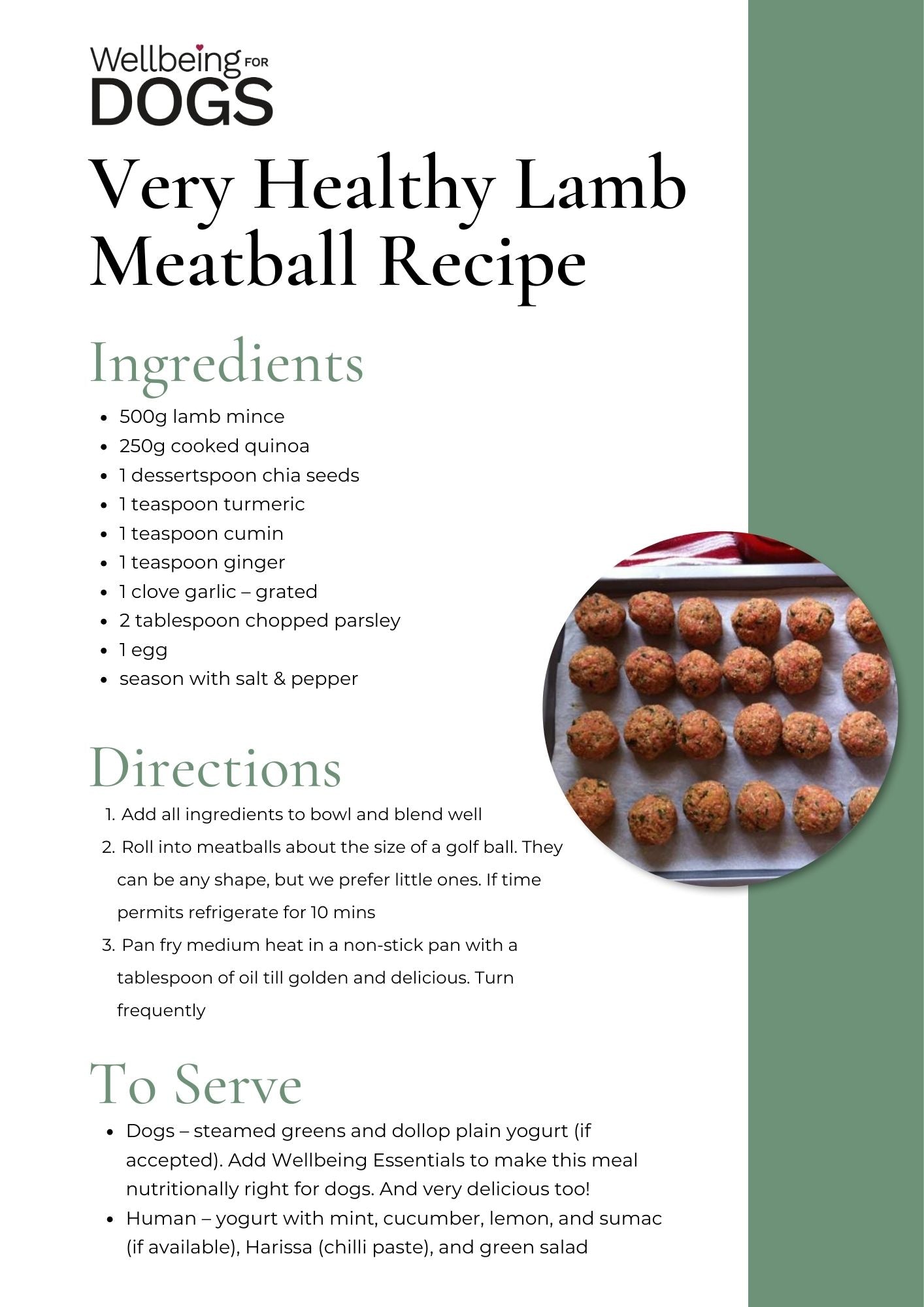 Very Healthy Lamb Meatball Recipe for Dogs